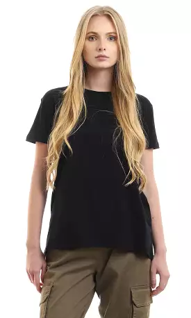 97257 Basic Round Short Sleeves Black Tee