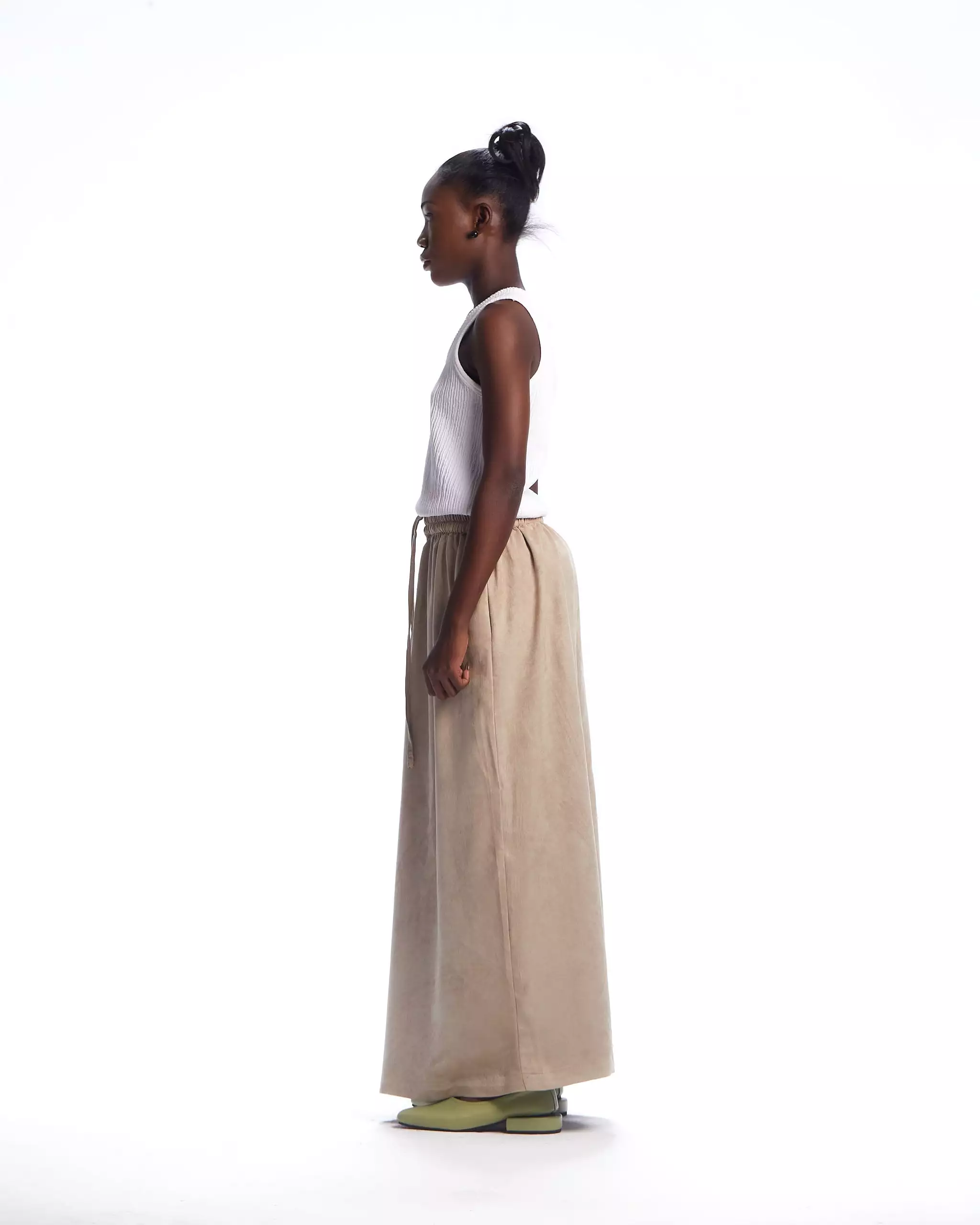 AJABENG Kuukuwa Brown Suede Drawstring Skirt