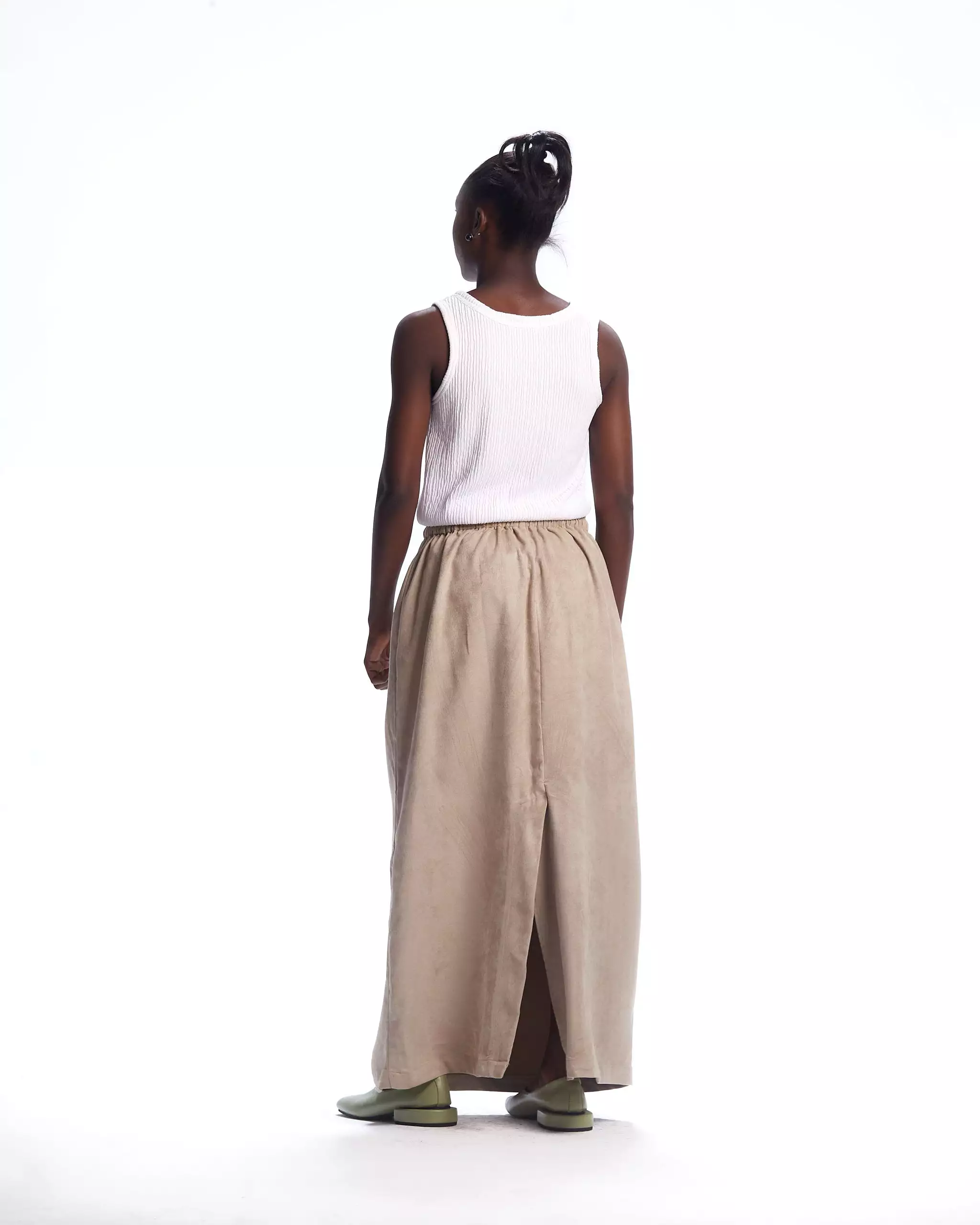 AJABENG Kuukuwa Brown Suede Drawstring Skirt