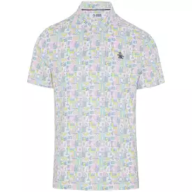 All-Over Novelty Grid Print Polo Bright White - SS24