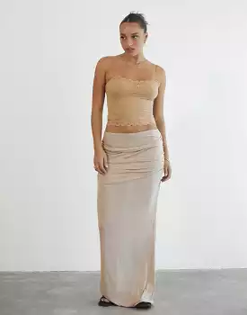 Almost Famous Maxi Skirt (Taupe) - By Lioness