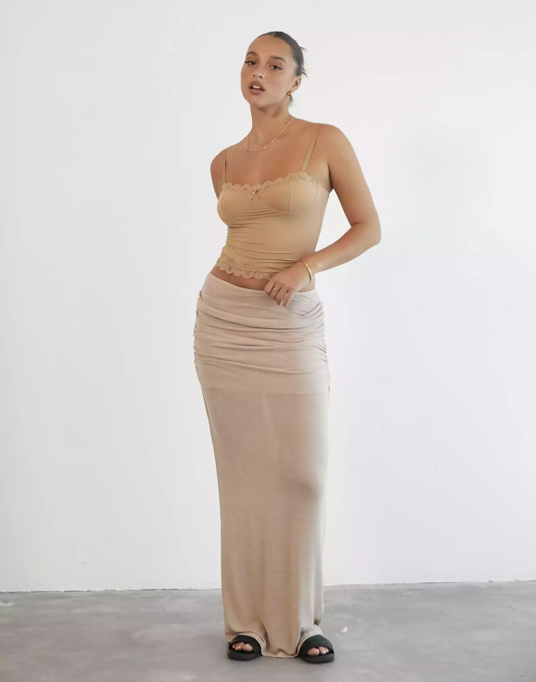 Almost Famous Maxi Skirt (Taupe) - By Lioness