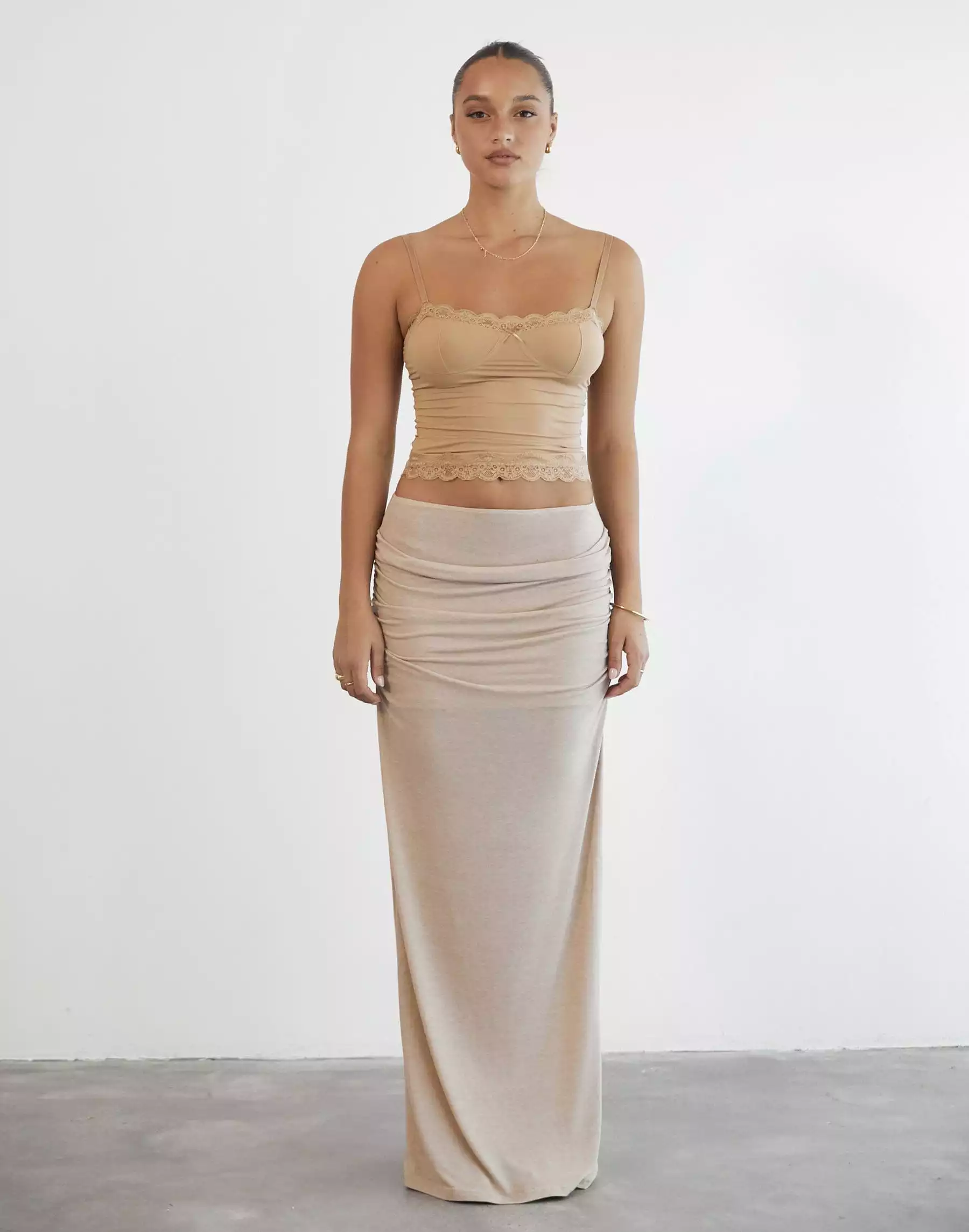 Almost Famous Maxi Skirt (Taupe) - By Lioness