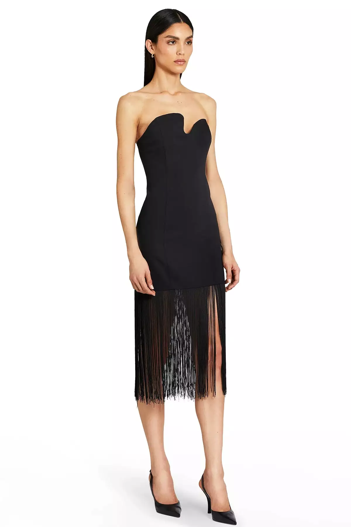 Amanda Uprichard - Strapless Puzzle Dress With Fringe - Black