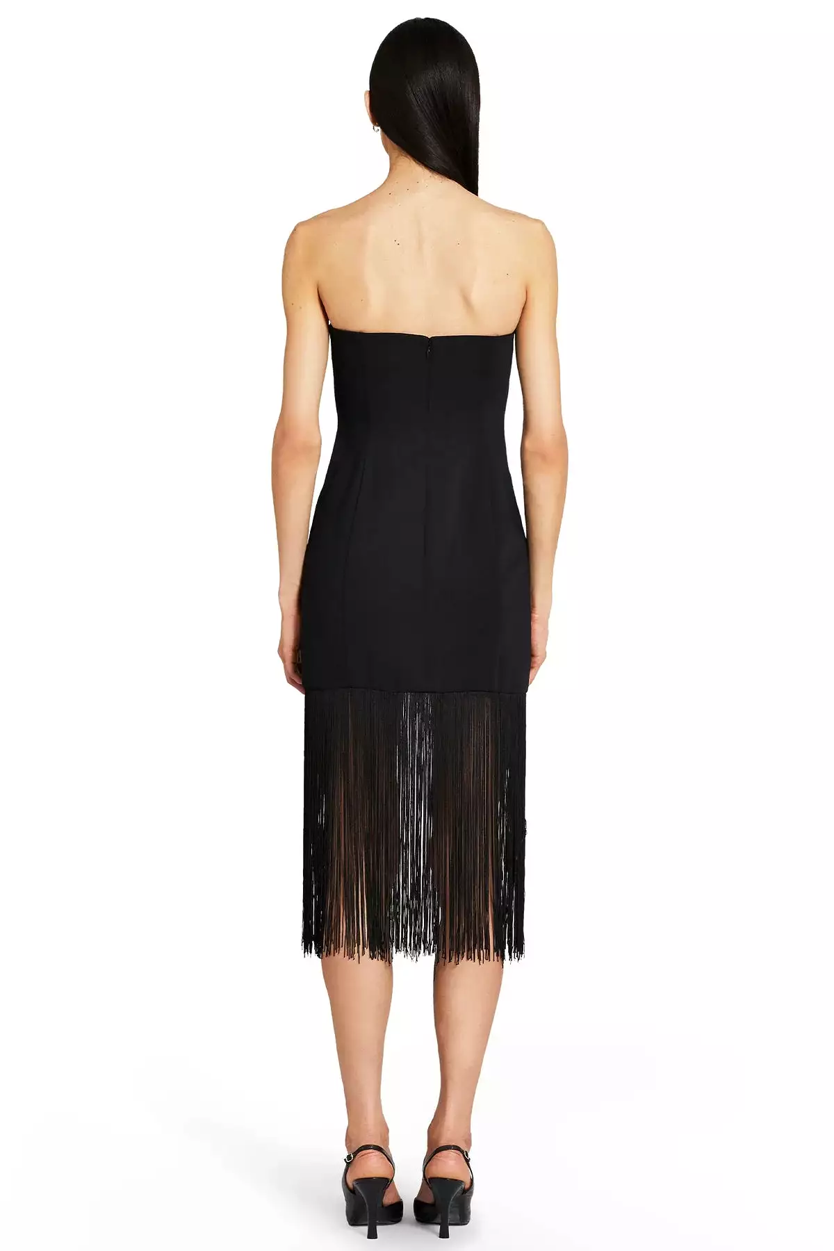 Amanda Uprichard - Strapless Puzzle Dress With Fringe - Black