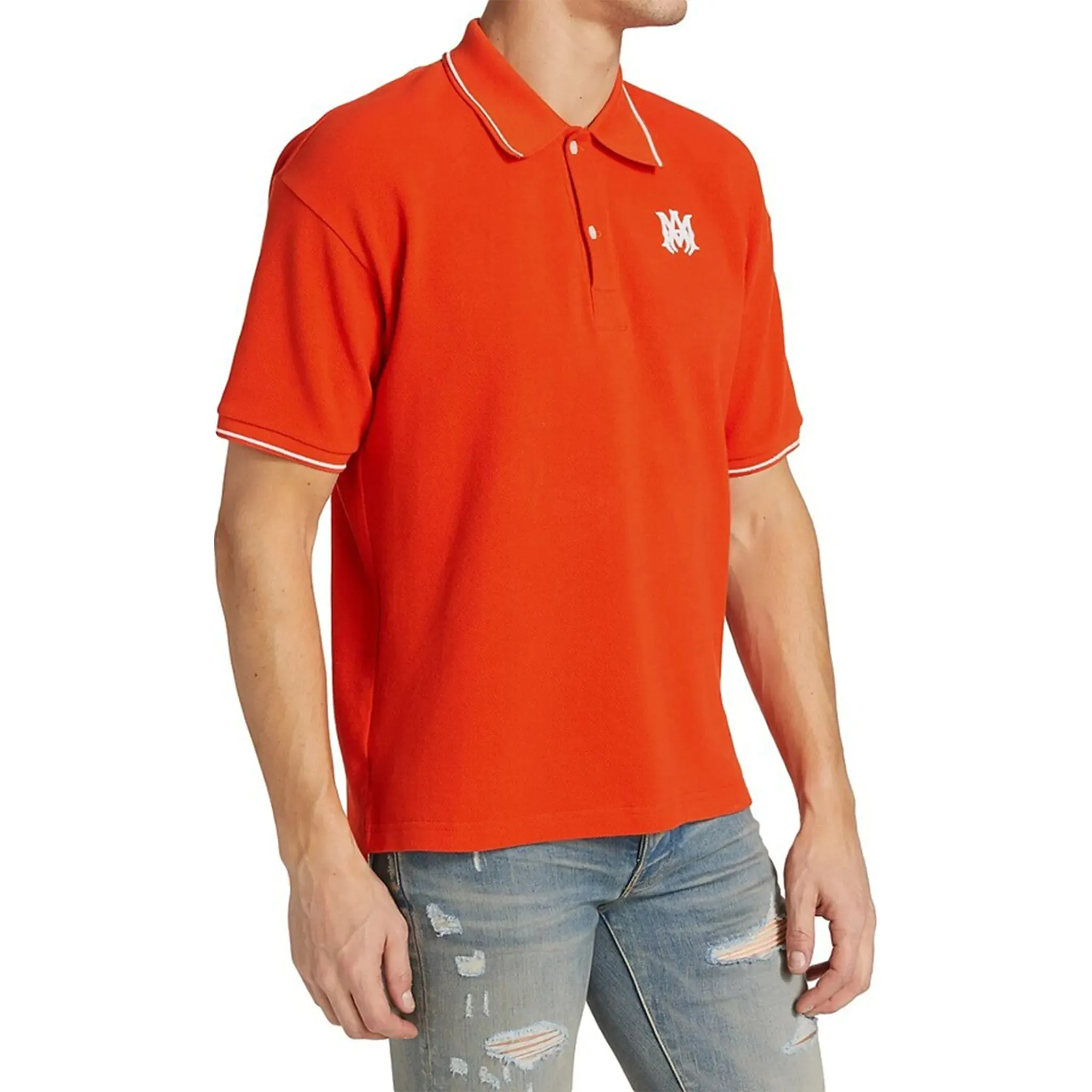 Amiri Solid Short Sleeve Orange Polo Shirt