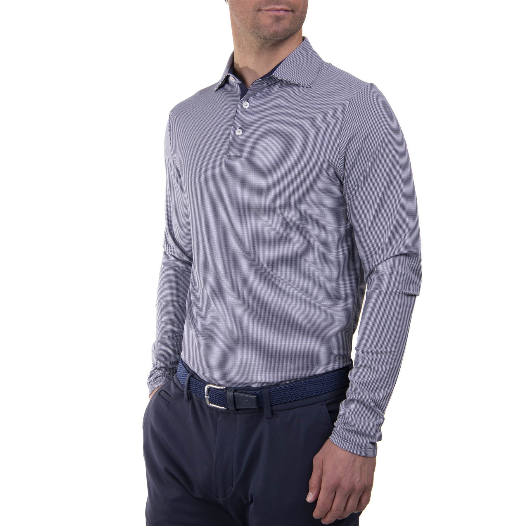 Ashton Comfort Fit Luxe Tech LS Polo Atlanta Blue - 2024