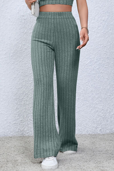 Basic Bae Ribbed High Waist Flare Pants