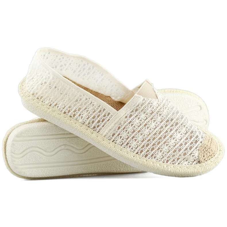 Beige mesh espadrilles, airy women's espadrilles