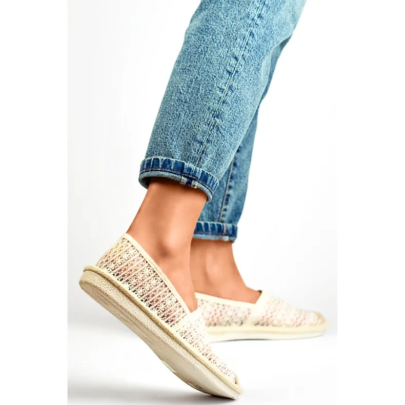 Beige mesh espadrilles, airy women's espadrilles