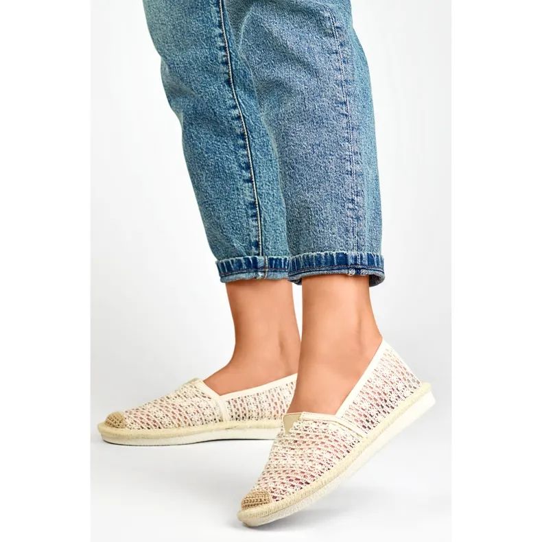 Beige mesh espadrilles, airy women's espadrilles