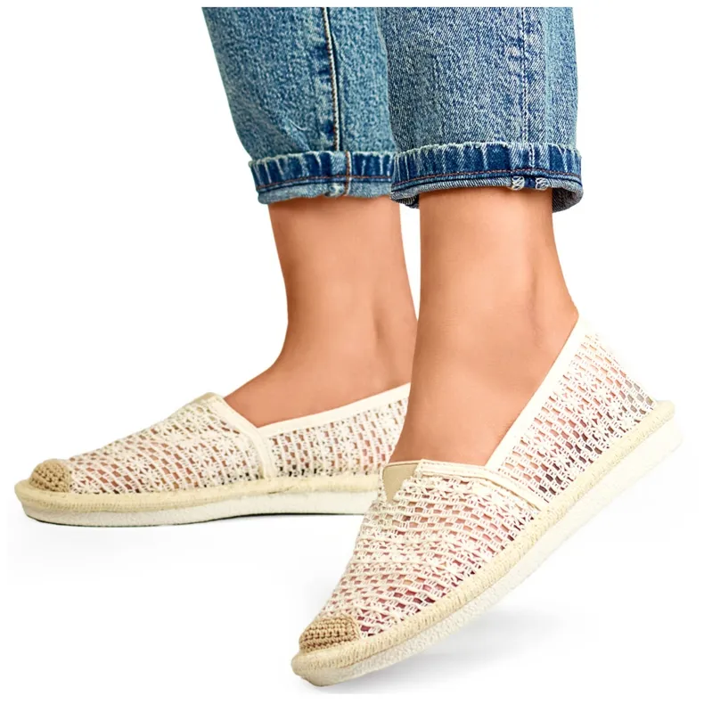 Beige mesh espadrilles, airy women's espadrilles