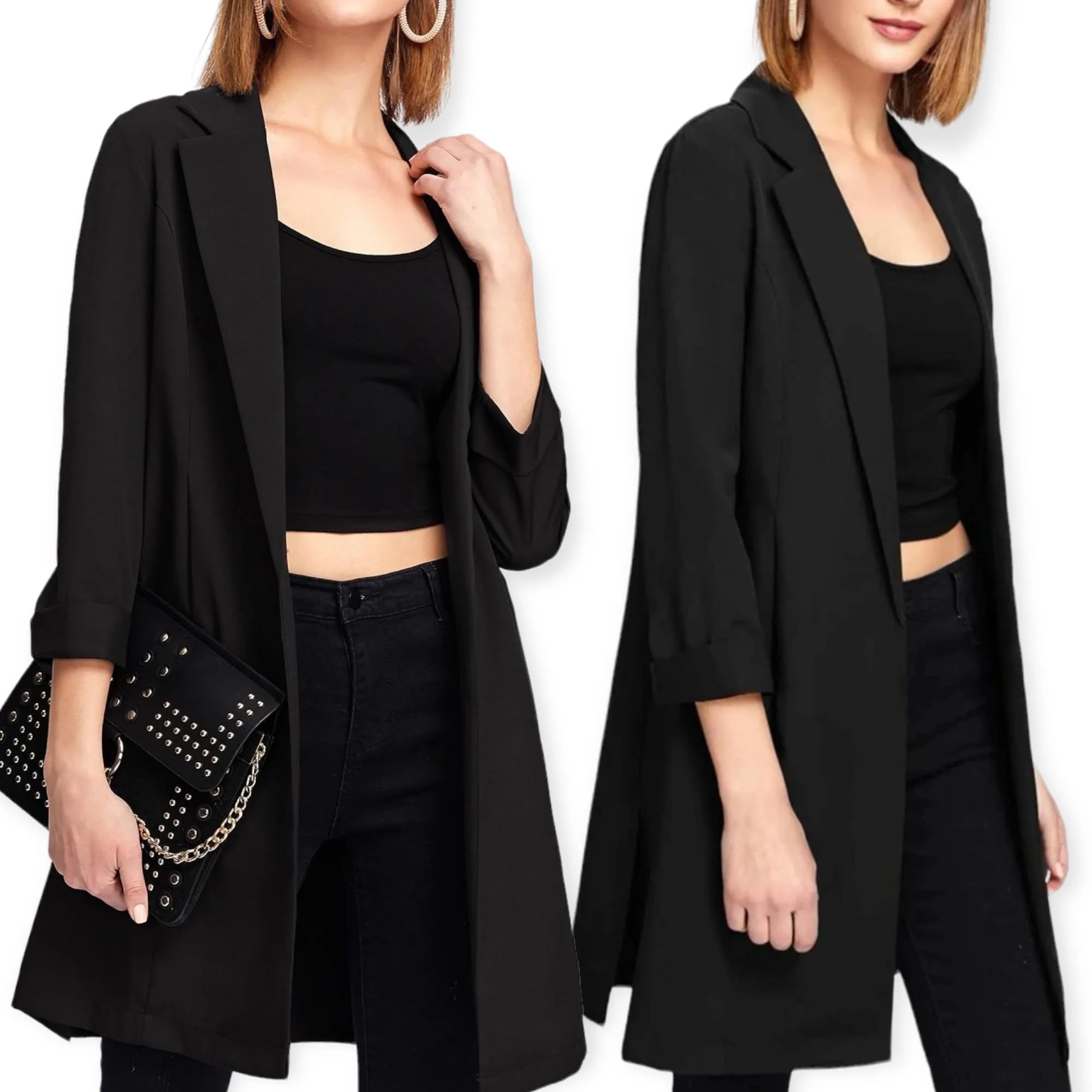 BLK Longline Side Split Blazer