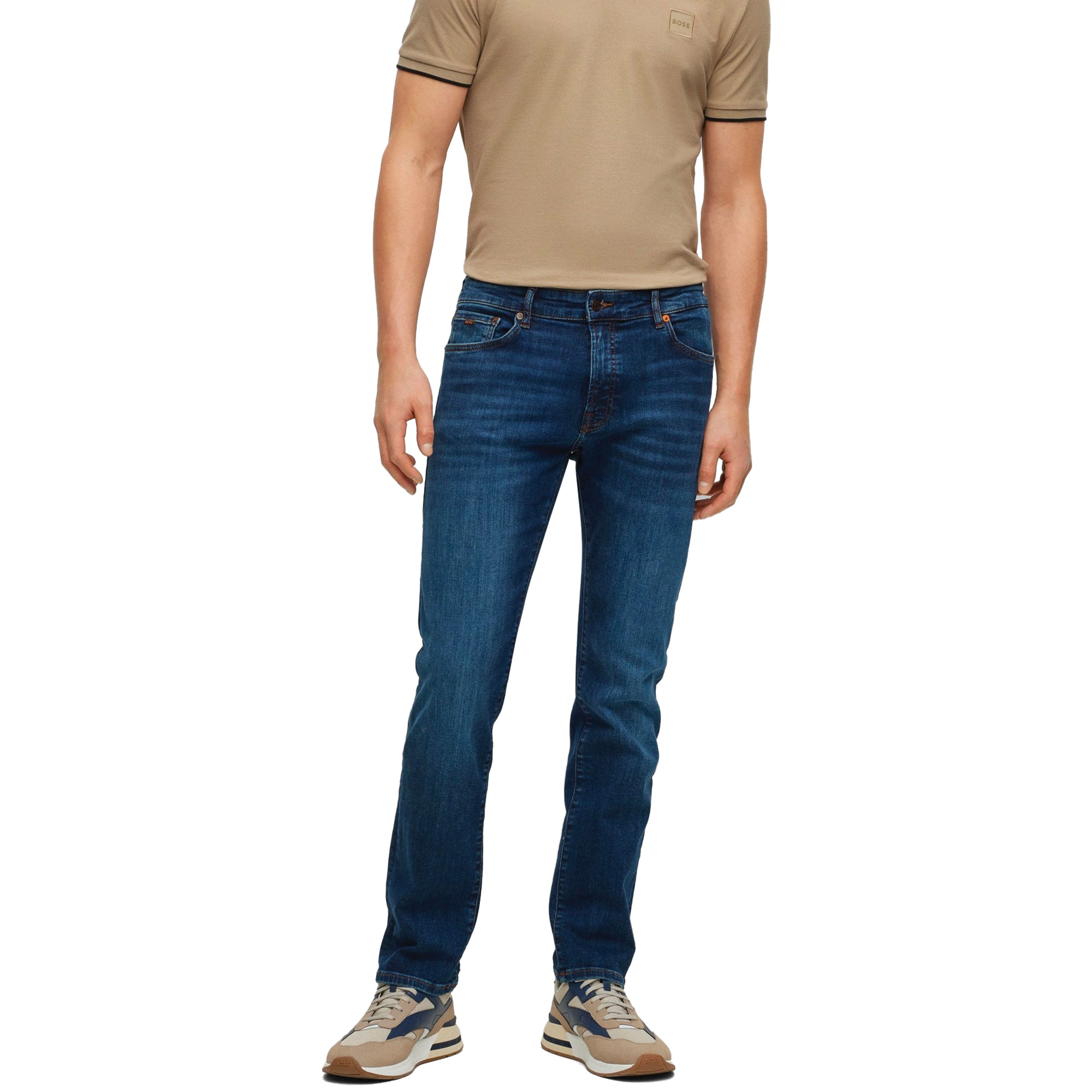 Boss Maine Regular Fit Jeans - Motive Mid Blue Stretch