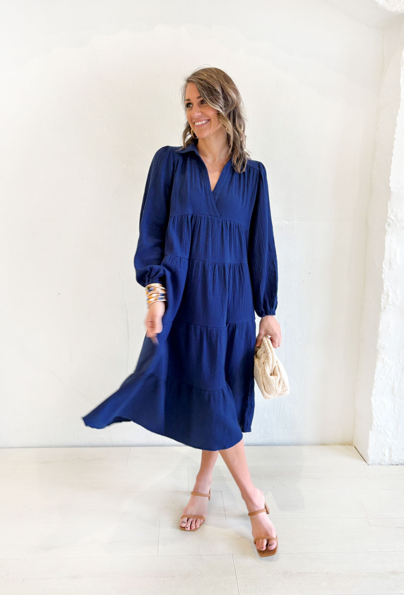 California Breeze Midi Dress in Navy