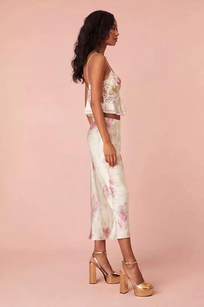 Castle Floral Midi Slip Skirt