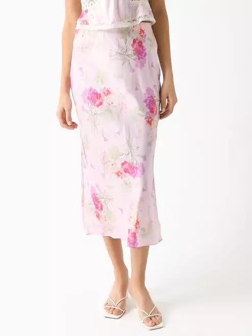 Castle Floral Midi Slip Skirt