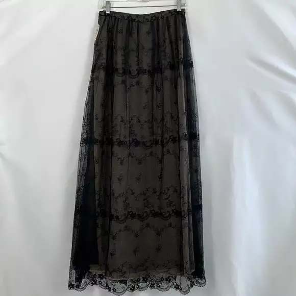 Chetta BNWT Long Black Lace Maxi Skirt