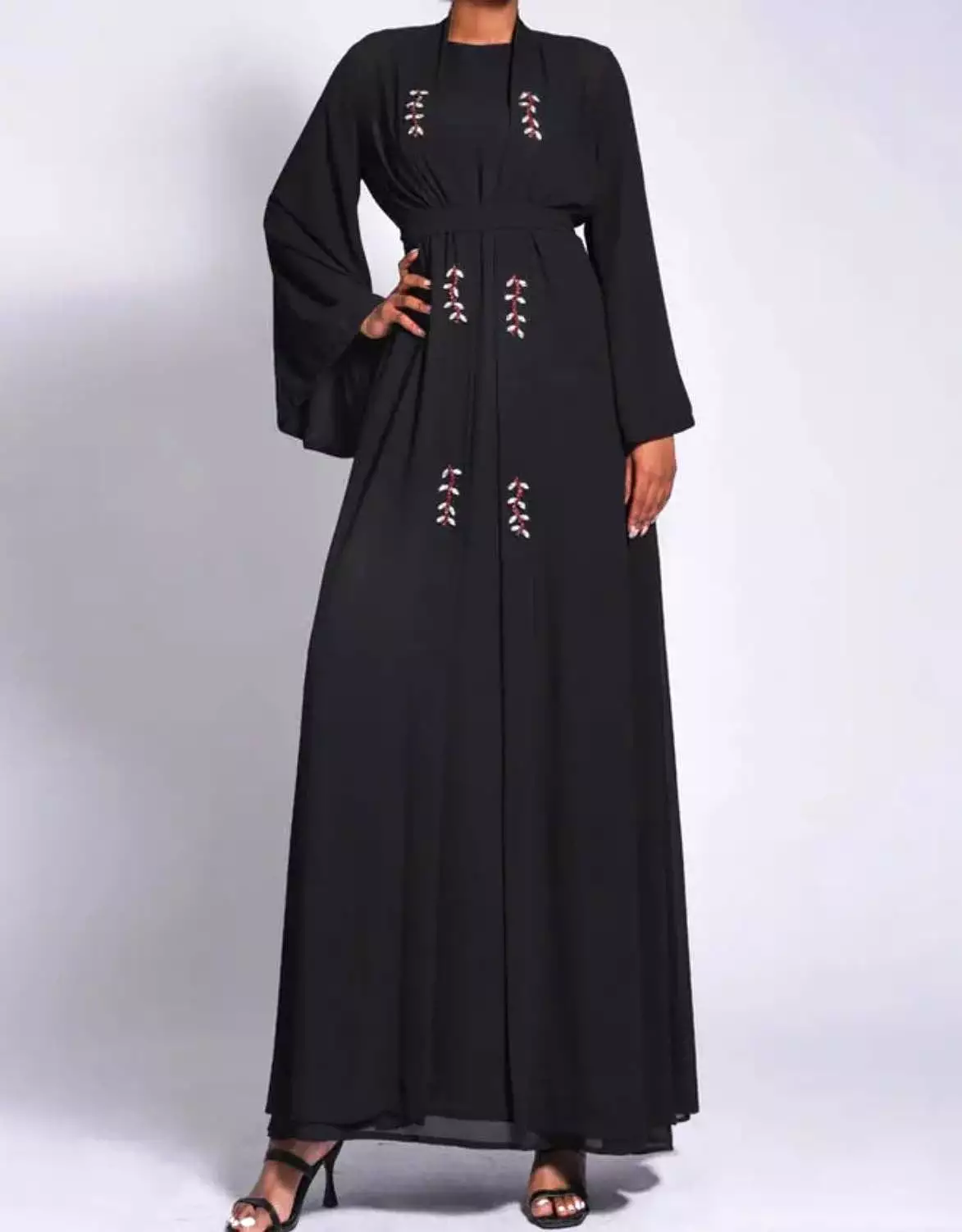 Chiffon Long Dress And Caftan Two Piece Set