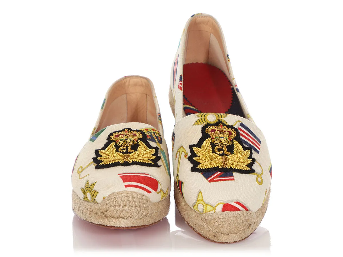 Christian Louboutin White and Gold Galia Espadrilles