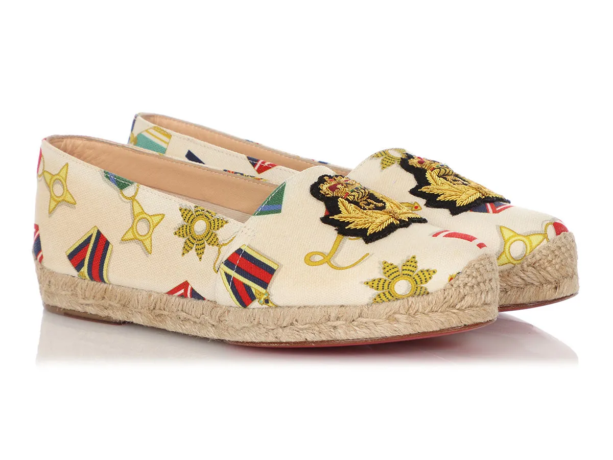 Christian Louboutin White and Gold Galia Espadrilles