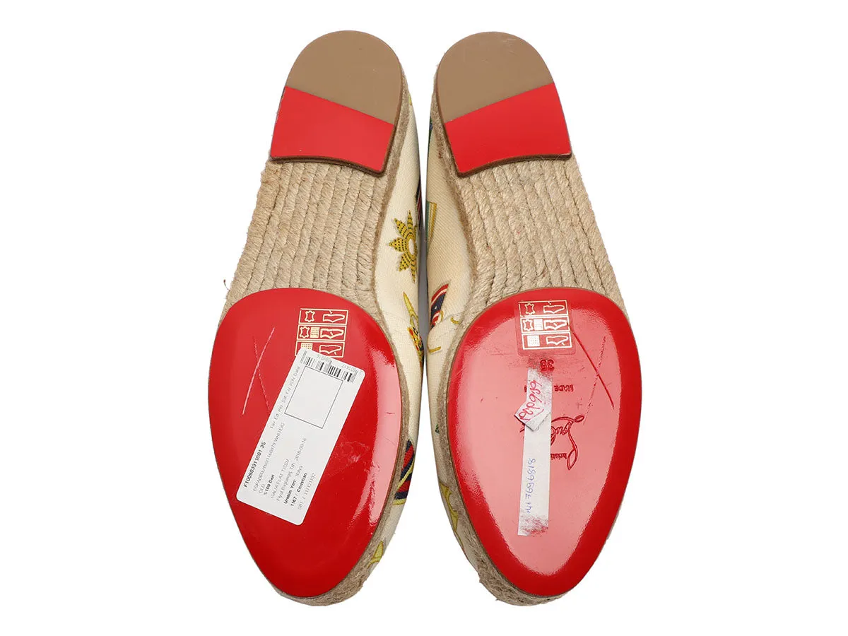 Christian Louboutin White and Gold Galia Espadrilles