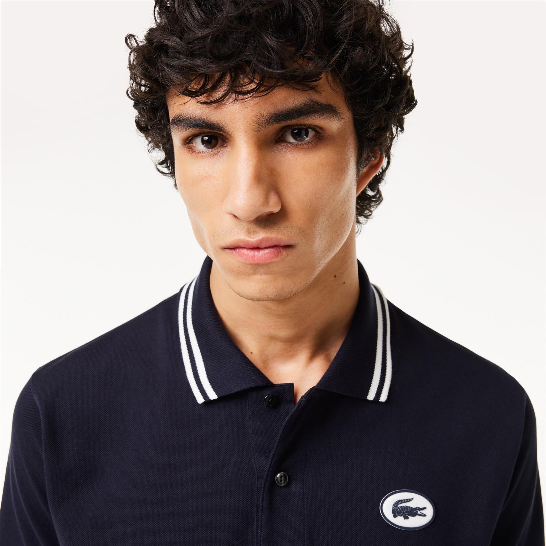 Classic Fit Organic Cotton Circle Badge Polo Black - SS24