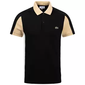 Cotton Pique Regular Fit Colourblock Polo Black/Beige - SS24