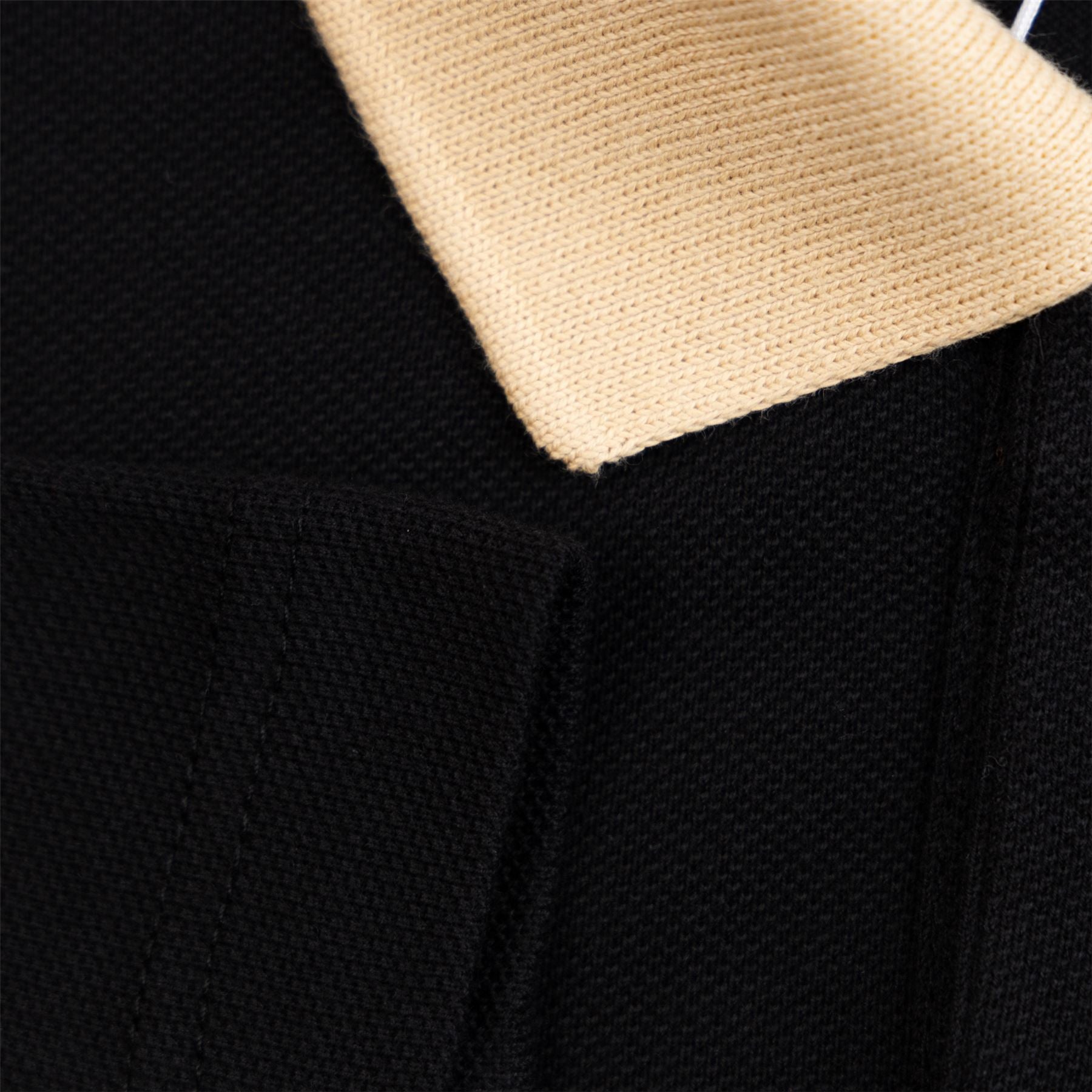 Cotton Pique Regular Fit Colourblock Polo Black/Beige - SS24