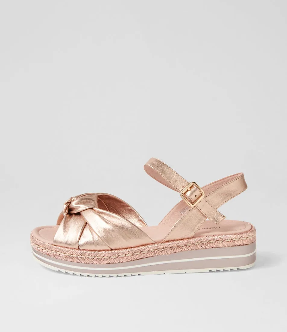 DJANGO & JULIETTE Adah Pale Rose Gold Rope Leather Espadrilles