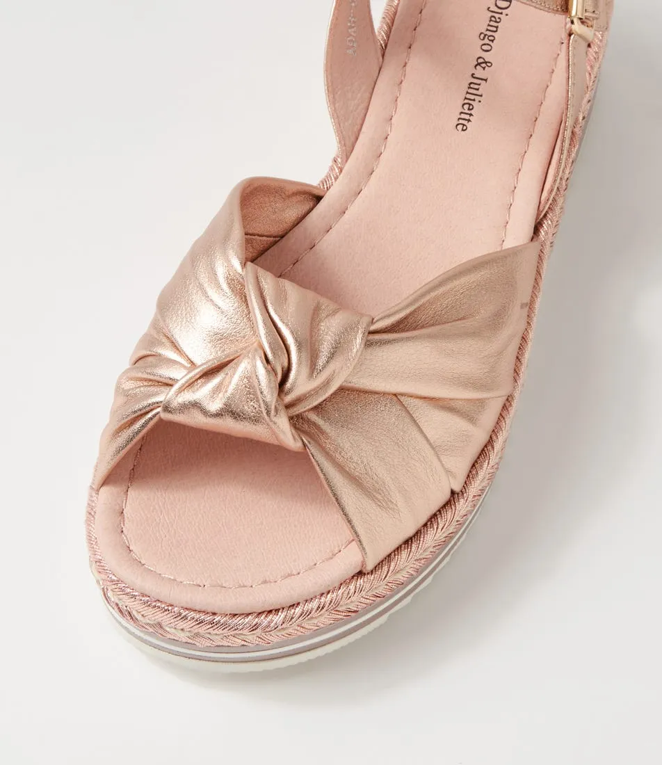 DJANGO & JULIETTE Adah Pale Rose Gold Rope Leather Espadrilles