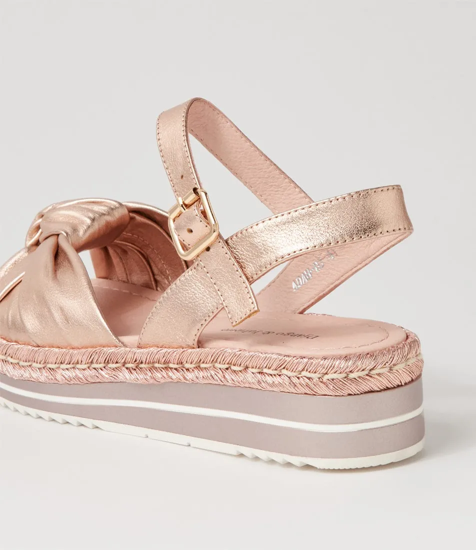 DJANGO & JULIETTE Adah Pale Rose Gold Rope Leather Espadrilles