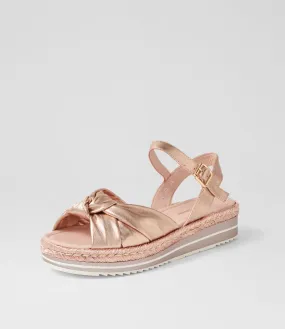 DJANGO & JULIETTE Adah Pale Rose Gold Rope Leather Espadrilles