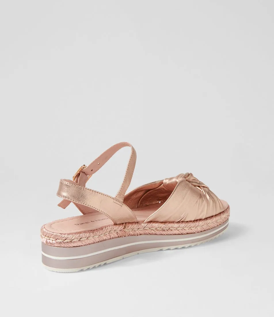 DJANGO & JULIETTE Adah Pale Rose Gold Rope Leather Espadrilles