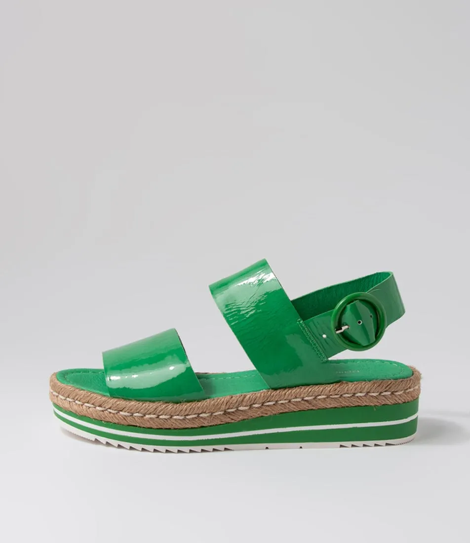 DJANGO & JULIETTE Atha Emerald Patent Leather Espadrilles