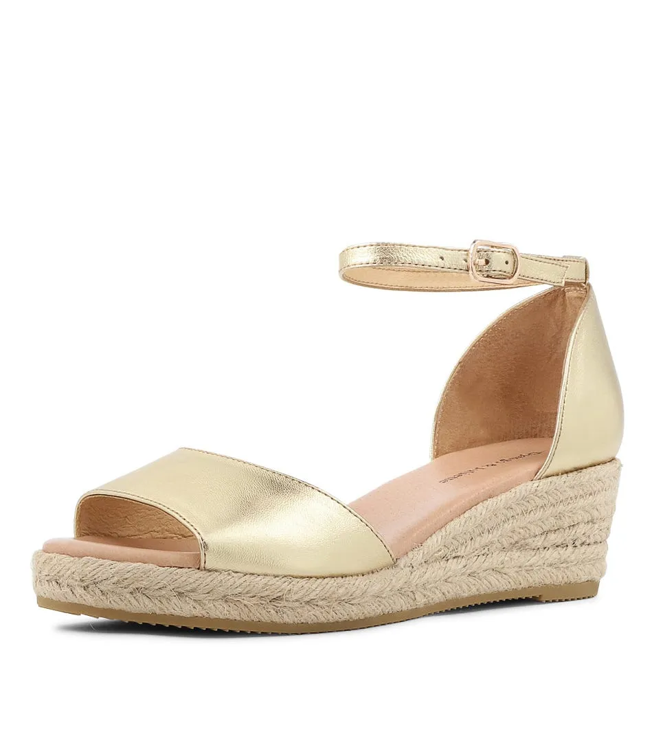 DJANGO & JULIETTE Skip Gold Natural Rope Leather Espadrilles