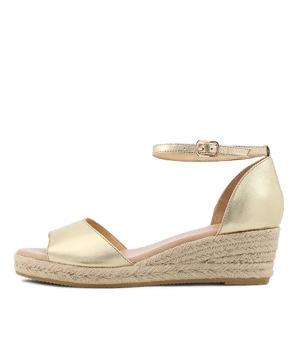 DJANGO & JULIETTE Skip Gold Natural Rope Leather Espadrilles