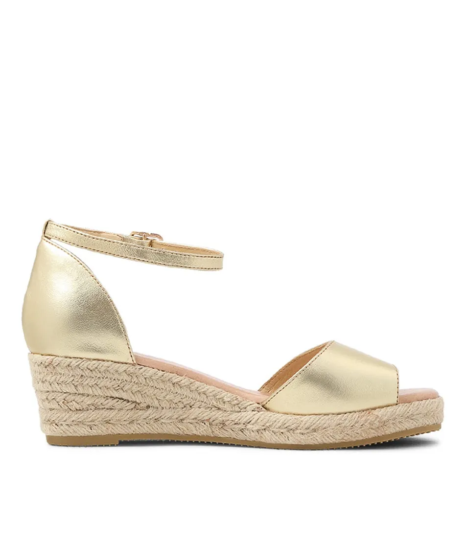 DJANGO & JULIETTE Skip Gold Natural Rope Leather Espadrilles