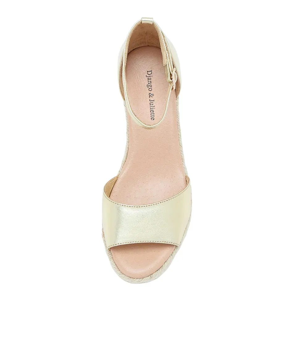 DJANGO & JULIETTE Skip Gold Natural Rope Leather Espadrilles