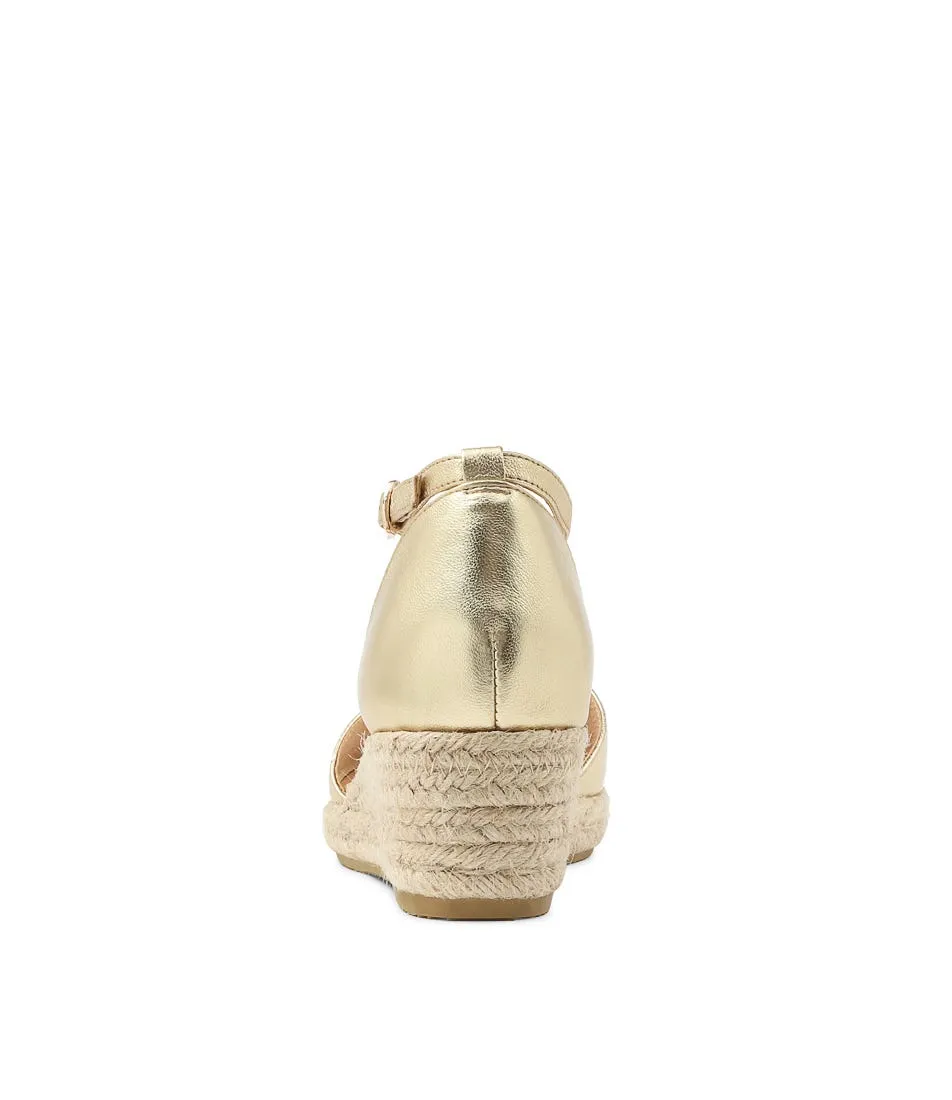 DJANGO & JULIETTE Skip Gold Natural Rope Leather Espadrilles