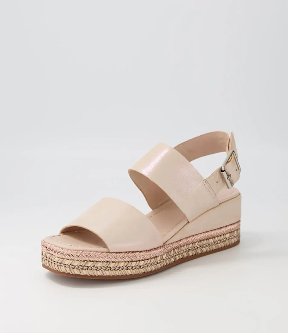 DJANGO & JULIETTE Xabbie Rose Shimmer Leather Espadrilles