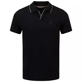 East Hills Johnny Collar Jacquard Polo Black - SS24