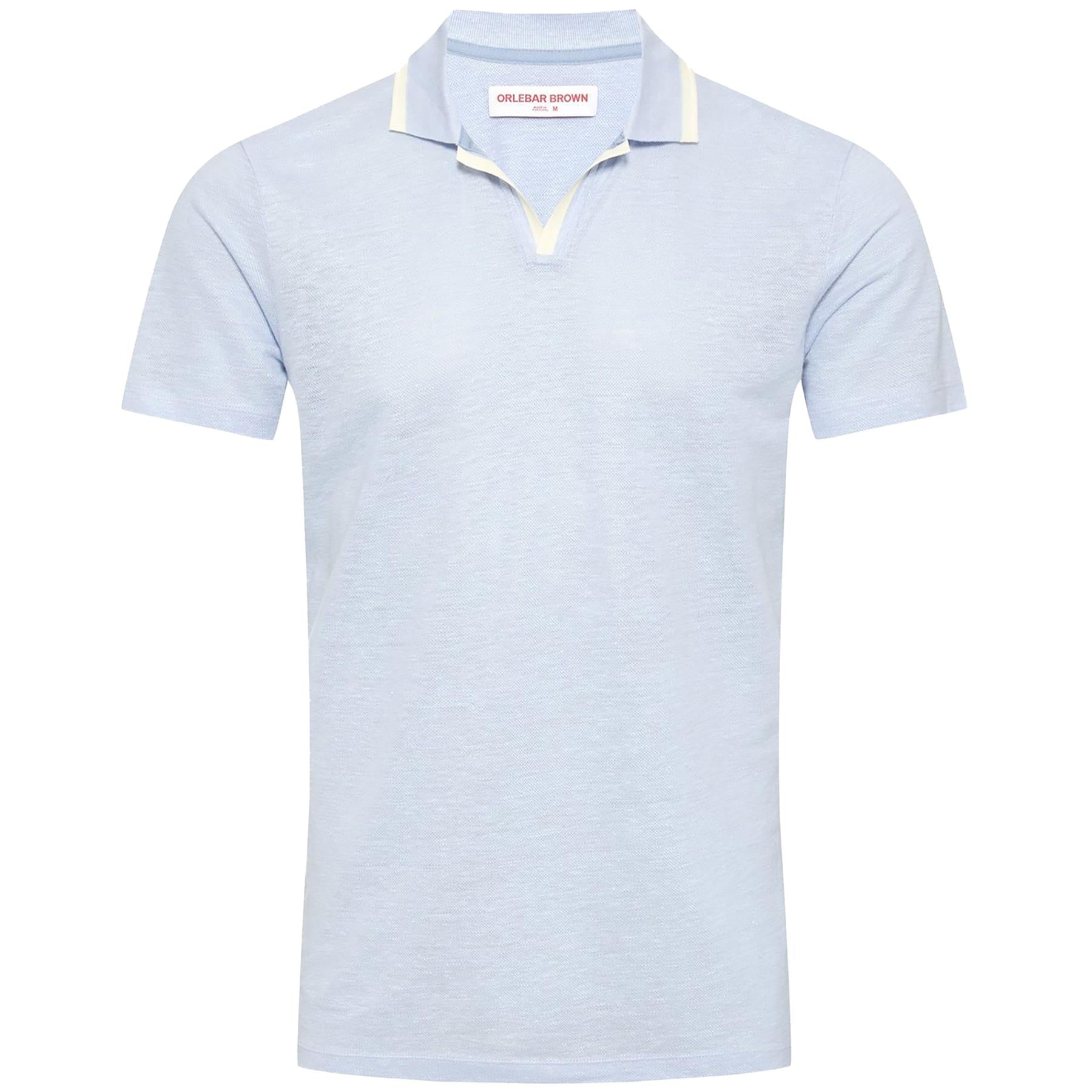 Felix Linen Pique Polo Soft Blue - SS24