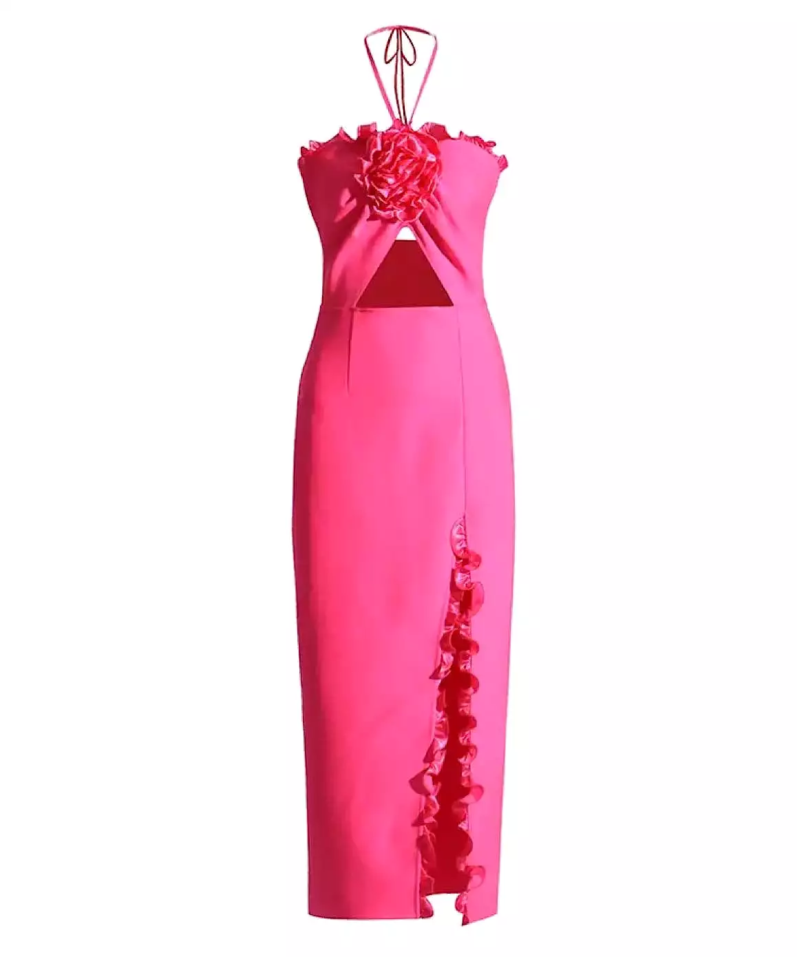 Flower Trim Cutout Long Dress In Pink