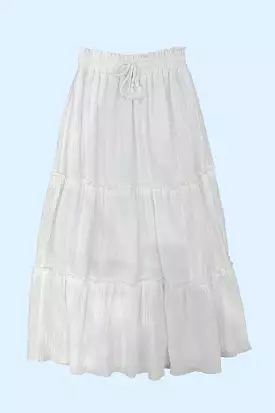 Gauze Elastic Waist Maxi Skirt