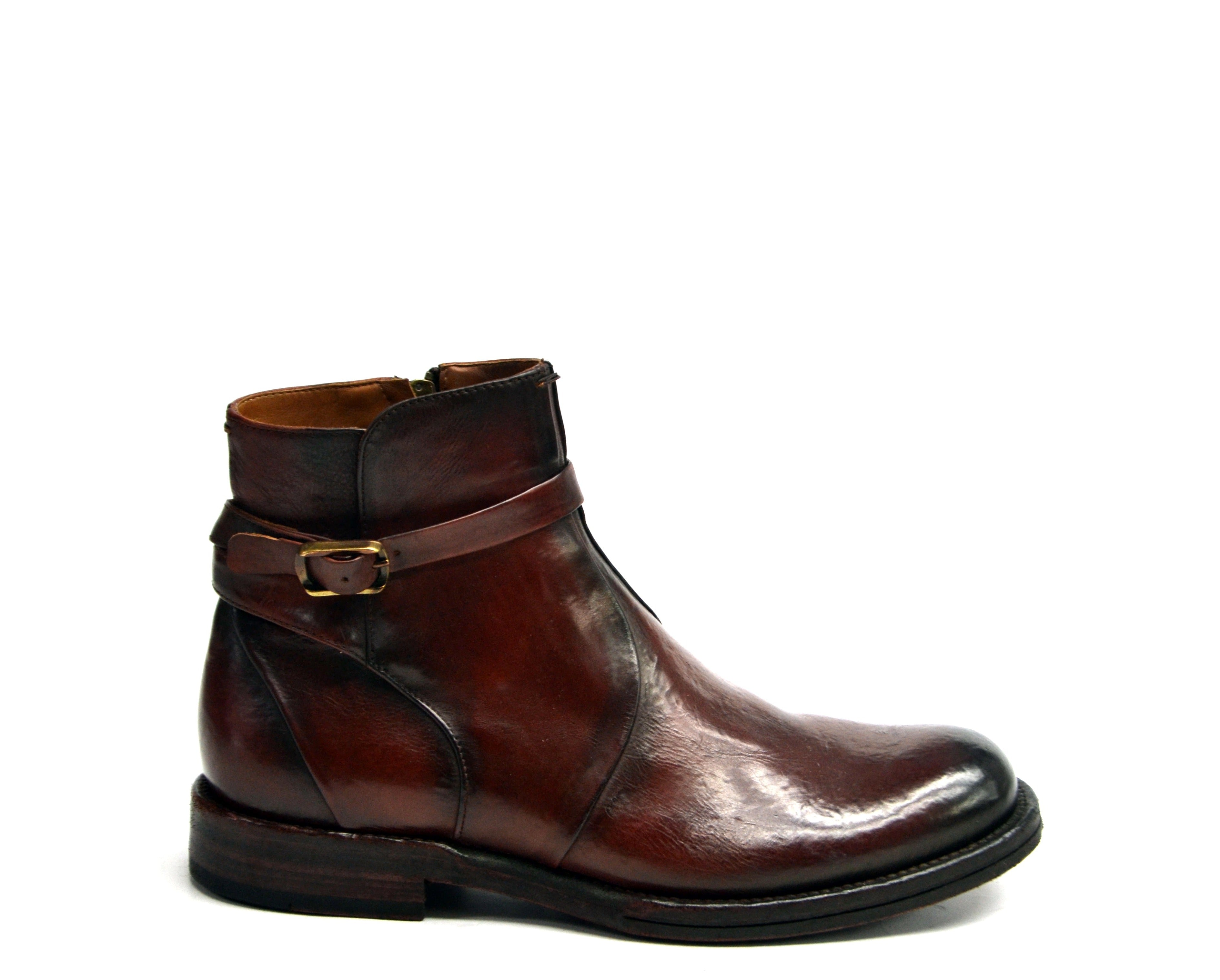 Harvard Chestnut Buckle+Zip Mid Boots