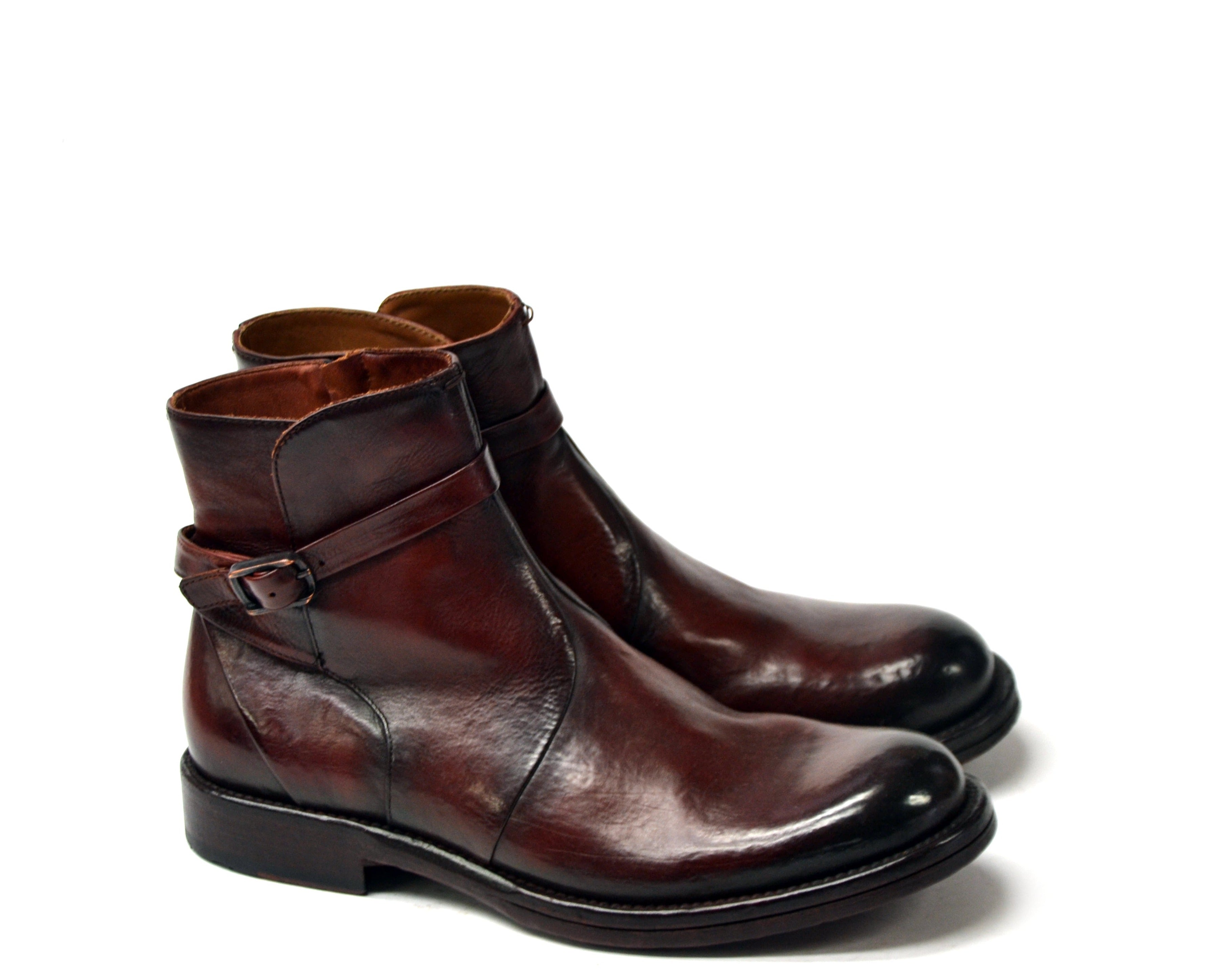 Harvard Chestnut Buckle+Zip Mid Boots