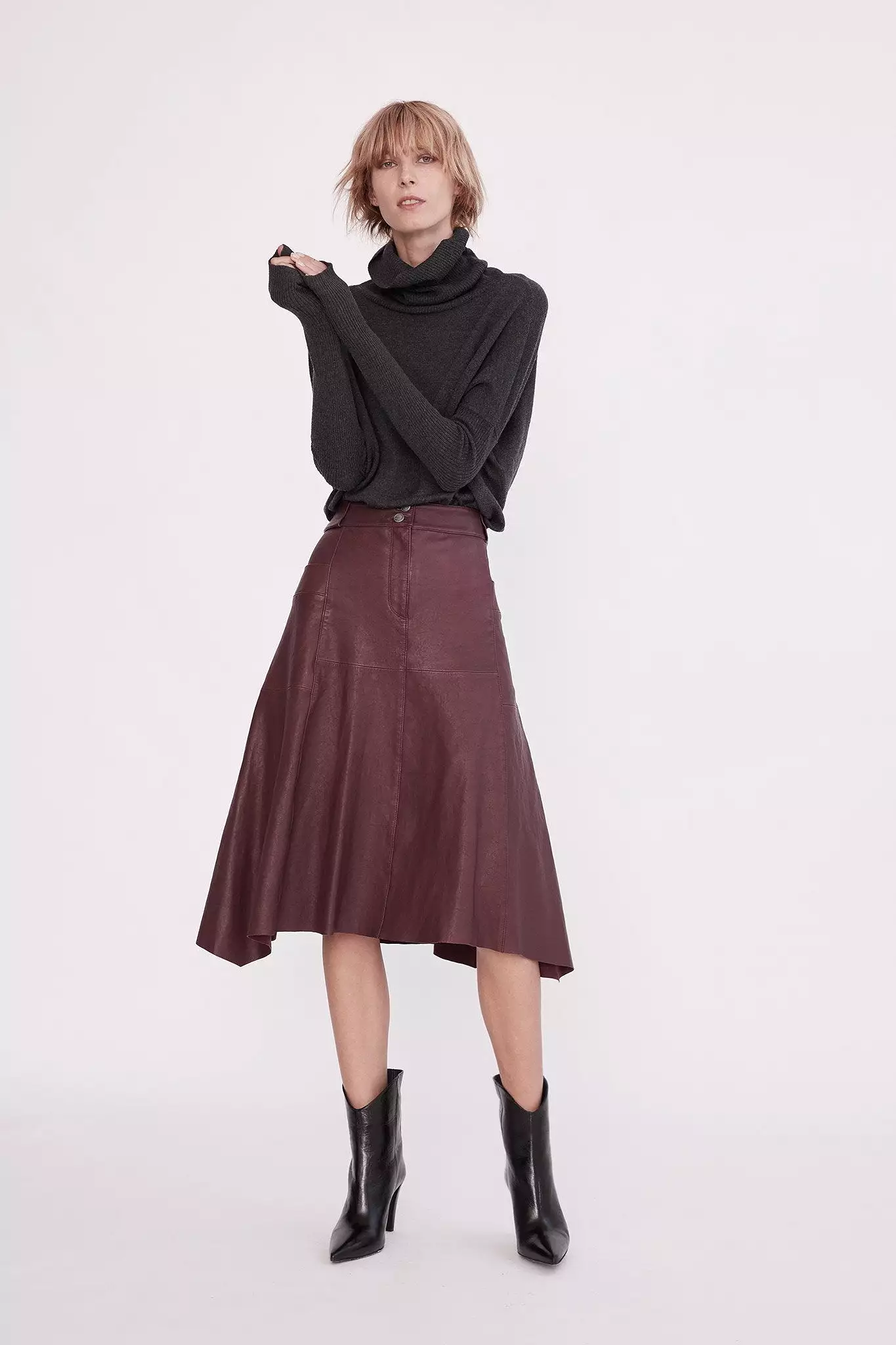 Hudson High-Rise Skirt Shiraz Leather