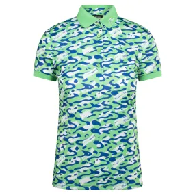 J Lindeberg Tour Tech Print Ladies Golf Polo Shirt Caldera Jade Cream