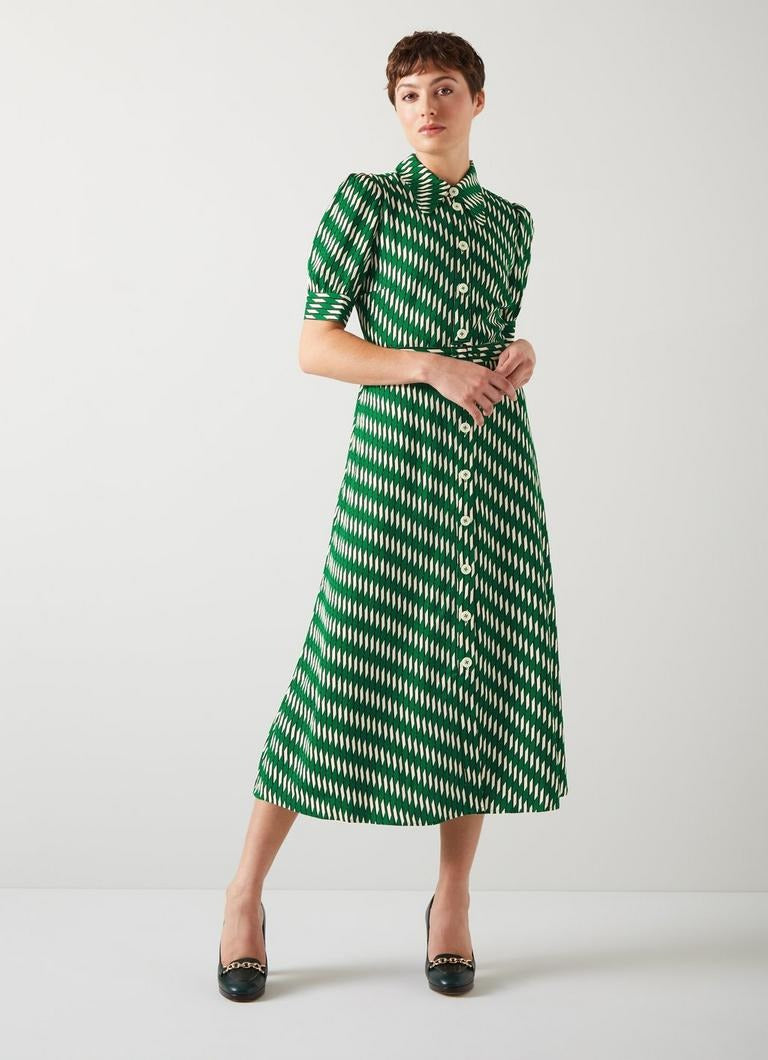 LK Bennett Valerie Green Modernist Print Shirtdress